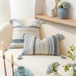 Coastal Blue Boho Decorative Throw Pillow Cover