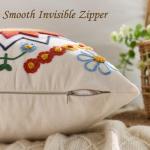 Embroidered Boho Floral Throw Pillow Cover 18x18