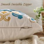 Teal Boho Floral Throw Pillow Cover 18x18