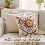 Embroidered Boho Floral Throw Pillow Cover 18x18