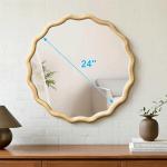 Round Wooden Mirror with Scalloped Edge, 24 Inch