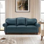 Classic Turquoise 3-Seater Leather Sofa - Stylish Comfort