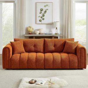 Mofolit 91.5" Orange Tufted Sofa Couch