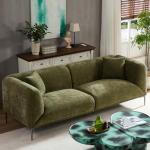 Green Modern Boucle Sofa with Metal Legs