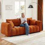 Mofolit 91.5" Orange Tufted Sofa Couch