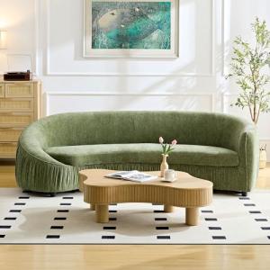 92" Curved Green Modular Sectional Sofa for Living Room