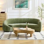 92" Curved Green Modular Sectional Sofa for Living Room