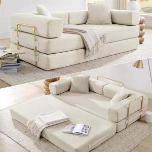 78 Inch Convertible Sleeper Sofa Bed - Beige