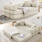 78 Inch Convertible Sleeper Sofa Bed - Beige