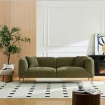 Green Modern Boucle Sofa with Metal Legs