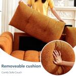 Mofolit 91.5" Orange Tufted Sofa Couch