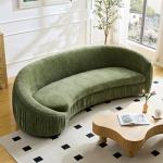 92" Curved Green Modular Sectional Sofa for Living Room