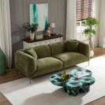 Green Modern Boucle Sofa with Metal Legs