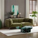 Green Modern Boucle Sofa with Metal Legs