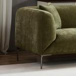 Green Modern Boucle Sofa with Metal Legs