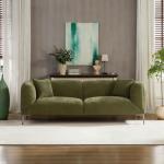 Green Modern Boucle Sofa with Metal Legs