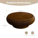 Modern Round Fluted Coffee Table in Walnut 31.5