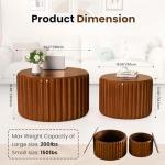 Wooden Round Nesting Coffee Tables with Storage