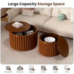 Wooden Round Nesting Coffee Tables with Storage