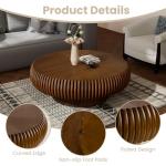 Modern Round Fluted Coffee Table in Walnut 31.5
