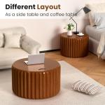 Wooden Round Nesting Coffee Tables with Storage