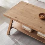 Rustic Solid Wood Coffee Table with Storage Shelf
