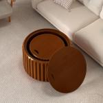 Wooden Round Nesting Coffee Tables with Storage