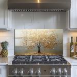 Tree of Life Tempered Glass Kitchen Backsplash