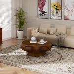 Modern Round Fluted Coffee Table in Walnut 31.5