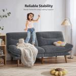 Grey Corduroy Futon Sofa Bed with Adjustable Backrest