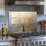 Tree of Life Tempered Glass Kitchen Backsplash
