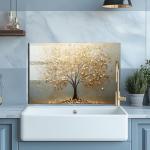 Tree of Life Tempered Glass Kitchen Backsplash