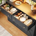 Farmhouse Pantry Cabinet with LED Light & Charging Station