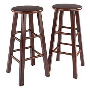 Walnut Finish Modern 2-Piece Bar Stool Set
