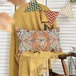 Boho Throw Pillow Cover with Ethnic Carpet Design