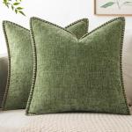 Pack of 2 Sage Green Chenille Pillow Covers