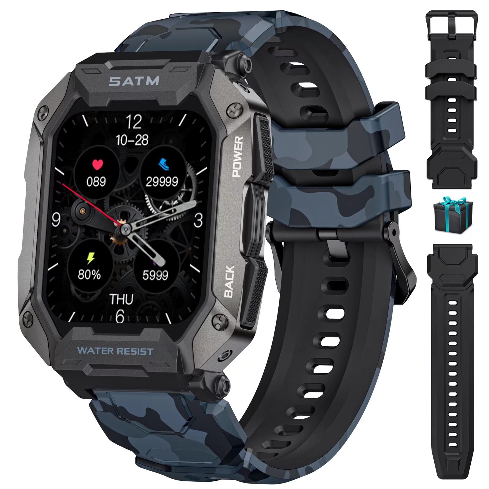 LIGE Military Smartwatch for Men - Black