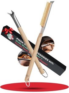 Pizza Oven Toolkit: Brush, Scraper, Fork & Popper