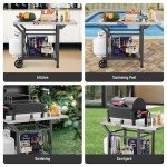 Movable Pizza Oven Grill Table with Storage