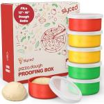 Slyced Set of 6 Silicone Pizza Dough Proofing Box – BPA-Free Silicone, Stackable, with Transparent Lid and Air Hole – Versatile Food Storage Container - Pizza Making Accessories - For 12"-16" Pizzas