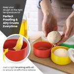 Slyced Set of 6 Silicone Pizza Dough Proofing Box – BPA-Free Silicone, Stackable, with Transparent Lid and Air Hole – Versatile Food Storage Container - Pizza Making Accessories - For 12"-16" Pizzas