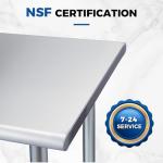 Profeeshaw Stainless Steel Prep Table 72x24 Inch NSF Commercial Work Table with Undershelf Heavy Duty Table for Kitchen Restaurant Home Hotel