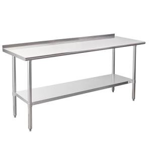 Profeeshaw Stainless Steel Prep Table NSF Commercial Work Table with Backsplash and Undershelf for Kitchen Restaurant 24x72 Inch