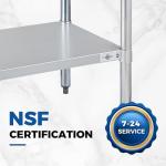 Profeeshaw Stainless Steel Prep Table NSF Commercial Work Table with Backsplash and Undershelf for Kitchen Restaurant 24x72 Inch