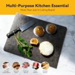 Kota Japan Premium Non-Stick Natural Black Granite Stone Pastry Cutting Board Slab 12" X 16" with No-Slip Rubber Feet for Stability and to Protect your Countertops | Easy to Clean | Stays Cool