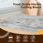 Premium Non-Stick Marble Pastry Cutting Board Slab 15 3/4" X 11 3/4” with No-Slip Rubber Feet.