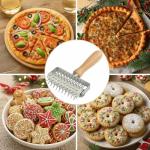 EVEDMOT Pizza Dough Docker Roller Stainless Steel, Pizza Pin Puncher Dough Hole Maker with Wood Handle, Docking Tool for Pizza Cookie Pie Pastry Bread