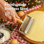 EVEDMOT Pizza Dough Docker Roller Stainless Steel, Pizza Pin Puncher Dough Hole Maker with Wood Handle, Docking Tool for Pizza Cookie Pie Pastry Bread