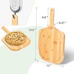 JIAFUEO Pizza Peel 12 inch, Bamboo Pizza Board Wooden Pizza Paddle Spatula Oven Accessory for Baking Homemade Pizza, Wood Cutting Board for Cheese Bread Fruit Vegetables