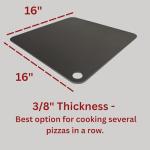 THERMICHEF by Conductive Cooking - Square Pizza Steel Plate for Oven Cooking and Baking (3/8" Deluxe, 16”x16” Square) - Made in USA